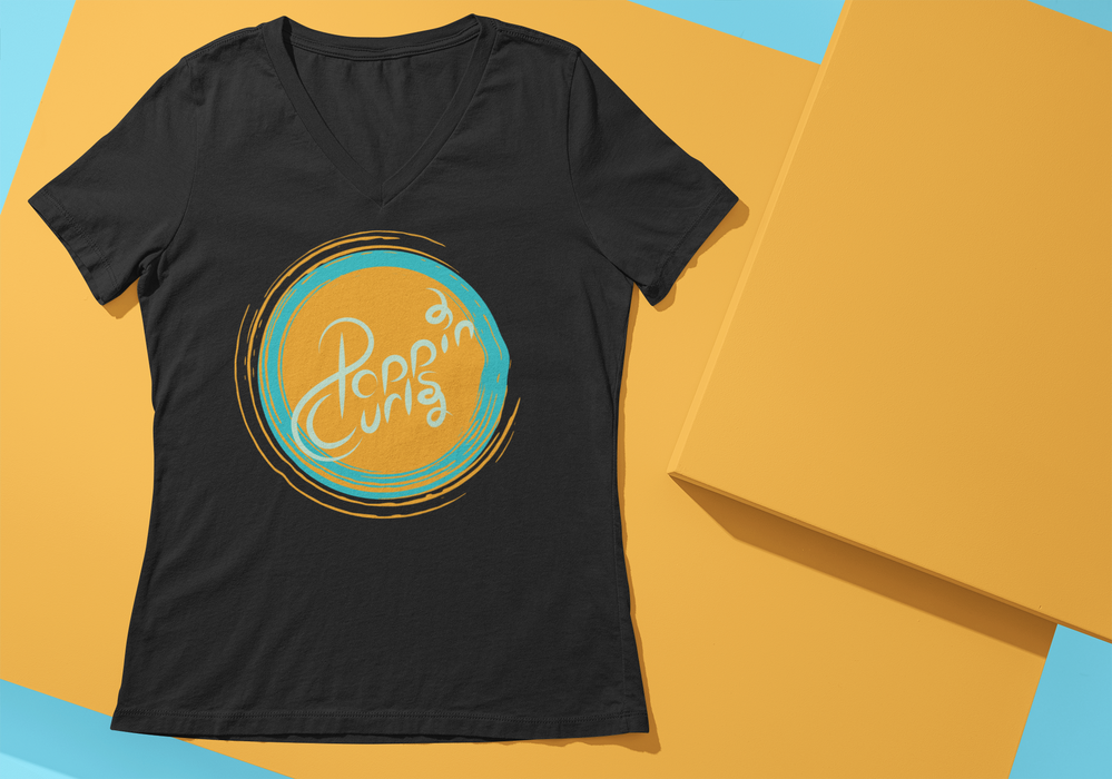 PoppinCurls Logo V-Tee