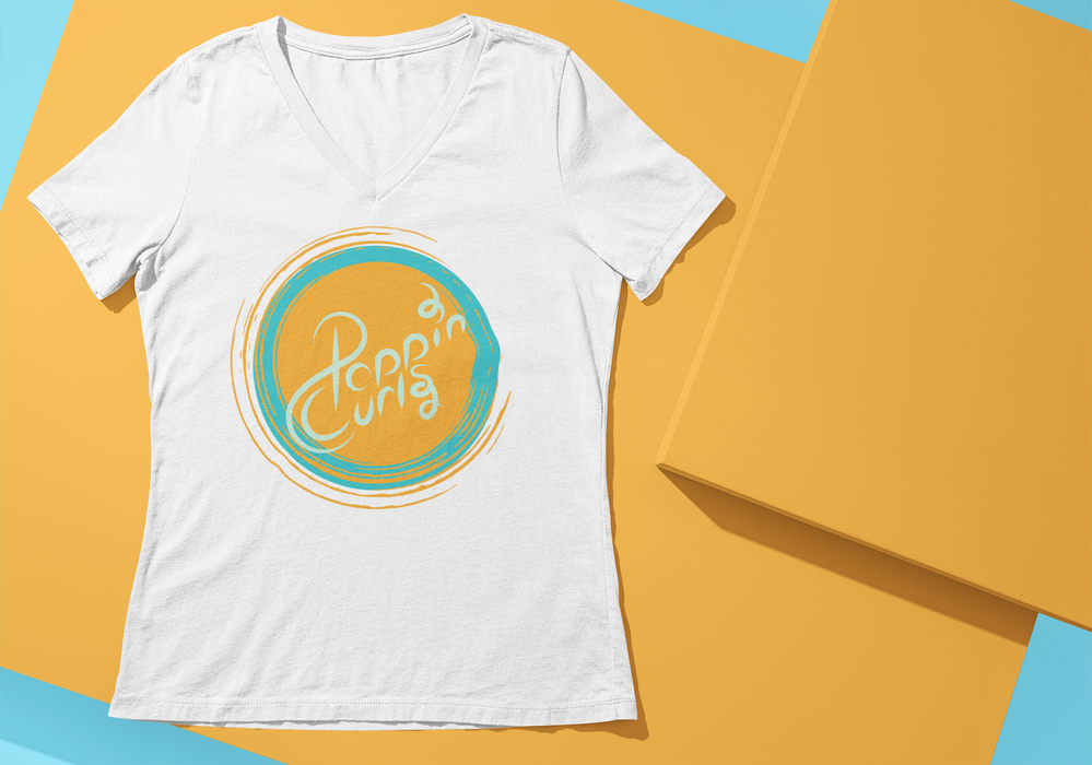 PoppinCurls Logo V-Tee